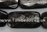 CHS40 15.5 inches 20*40mm faceted rectangle natural hypersthene beads