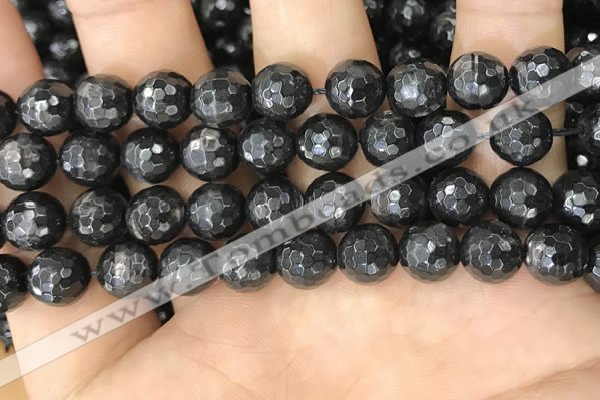 CHS46 15.5 inches 10mm faceted round natural hypersthene beads