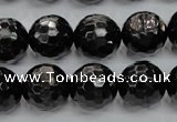 CHS48 15.5 inches 14mm faceted round natural hypersthene beads