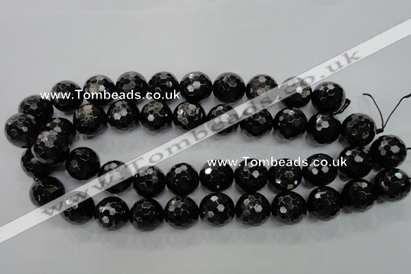 CHS50 15.5 inches 18mm faceted round natural hypersthene beads