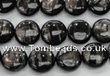 CHS61 15.5 inches 12mm flat round natural hypersthene beads