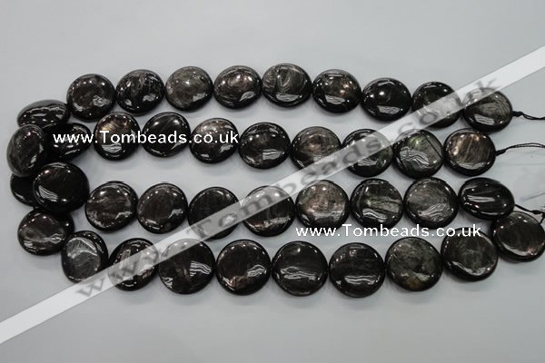 CHS65 15.5 inches 20mm flat round natural hypersthene beads