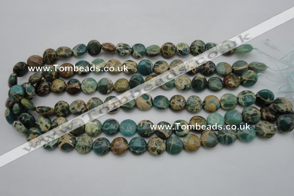 CIJ28 15.5 inches 12mm flat round impression jasper beads wholesale