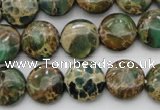 CIJ29 15.5 inches 14mm flat round impression jasper beads wholesale