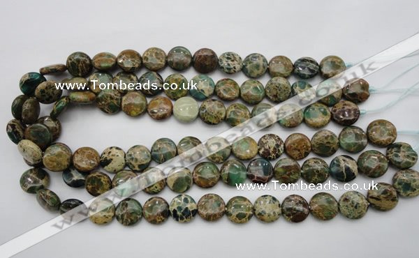 CIJ29 15.5 inches 14mm flat round impression jasper beads wholesale