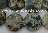 CIJ46 15.5 inches 20mm flat round impression jasper beads wholesale