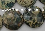 CIJ47 15.5 inches 25mm flat round impression jasper beads wholesale