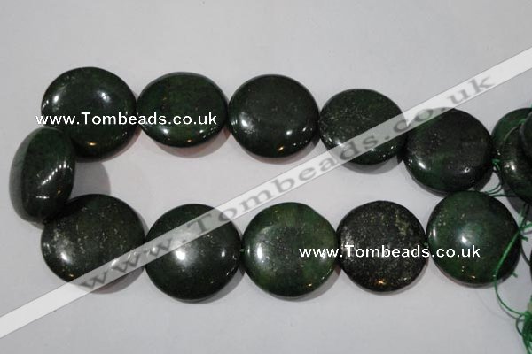 CIS18 15.5 inches 35mm flat round green iron stone beads wholesale