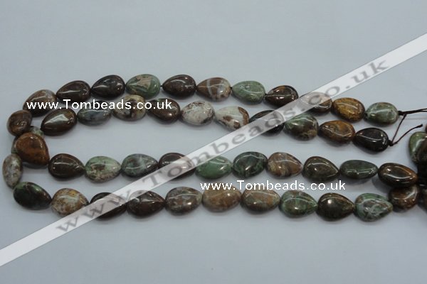 CJA03 15.5 inches 13*18mm teardrop green jasper beads wholesale