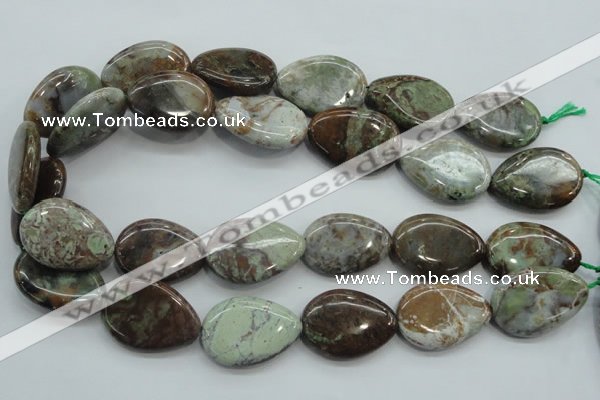 CJA05 15.5 inches 20*30mm teardrop green jasper beads wholesale