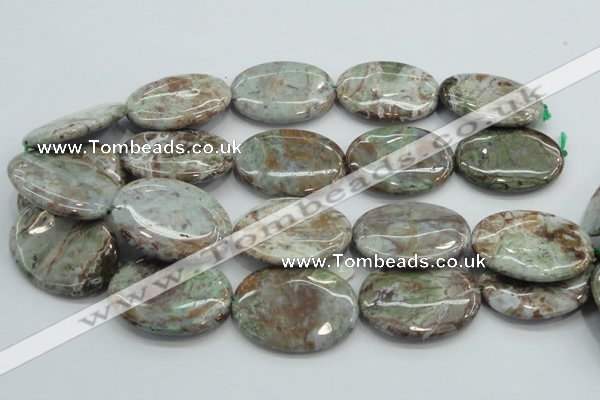 CJA09 15.5 inches 30*40mm oval green jasper beads wholesale