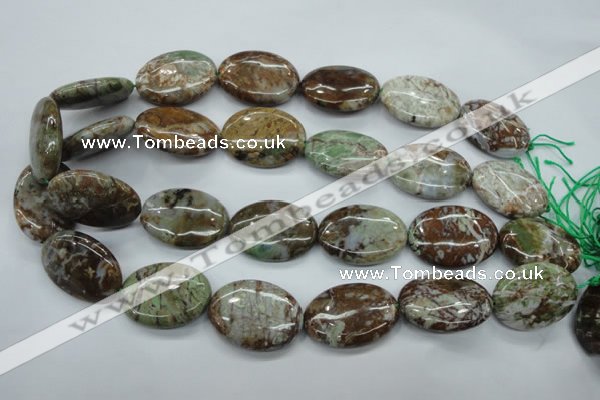 CJA23 15.5 inches 22*30mm oval green jasper beads wholesale