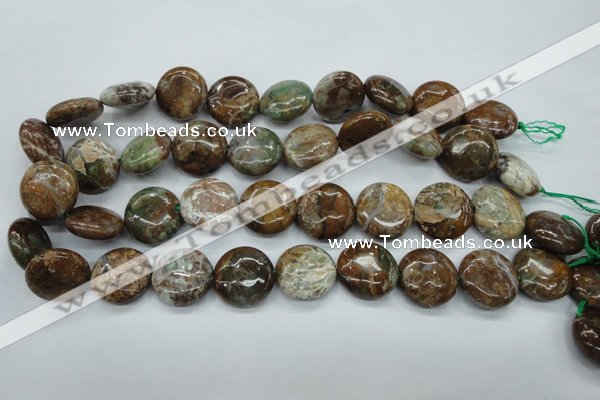 CJA26 15.5 inches 20mm flat round green jasper beads wholesale