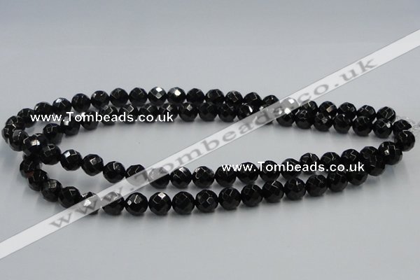 CJB07 16 inches 10mm faceted round natural jet gemstone beads wholesale