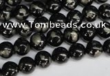 CJB151 15.5 inches 8mm round natural jet & pyrite gemstone beads