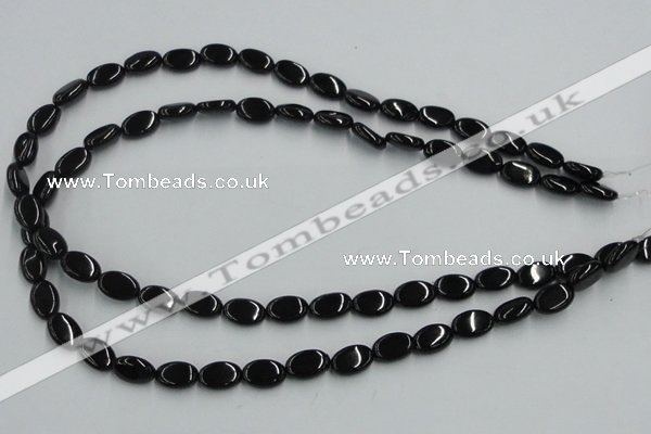 CJB16 16 inches 8*12mm oval natural jet gemstone beads wholesale