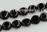 CJB20 16 inches 10mm flat round natural jet gemstone beads wholesale