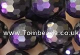 CJB203 15.5 inches 10mm faceted round jet beads wholesale