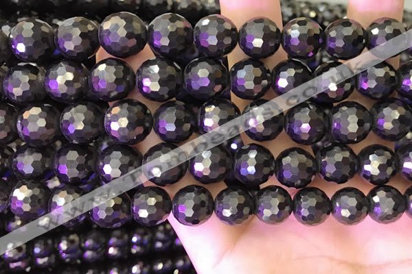 CJB203 15.5 inches 10mm faceted round jet beads wholesale