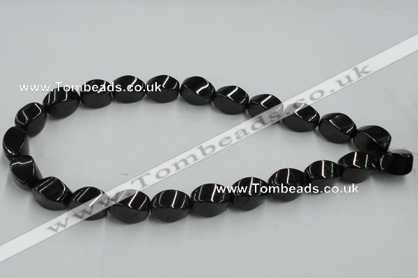 CJB36 16 inches 12*18mm twisted rice natural jet gemstone beads