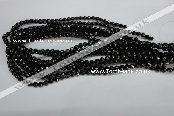 CJB45 15.5 inches 6mm faceted round natural jet gemstone beads