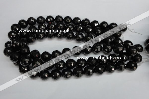 CJB47 15.5 inches 16mm faceted round natural jet gemstone beads