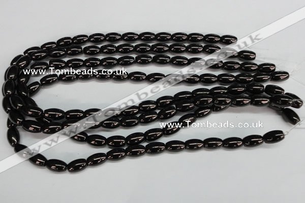 CJB51 15.5 inches 8*12mm rice natural jet gemstone beads