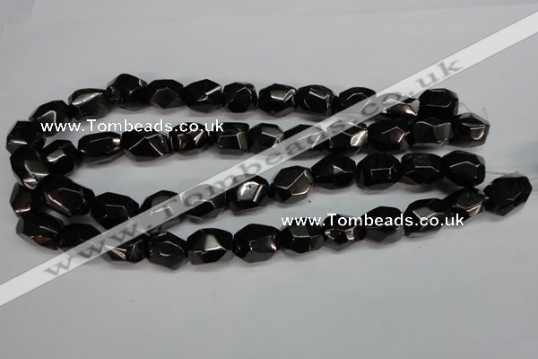 CJB56 15.5 inches 13*18mm faceted nuggets natural jet gemstone beads