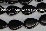 CJB69 15.5 inches 13*18mm flat teardrop natural jet gemstone beads