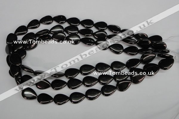 CJB69 15.5 inches 13*18mm flat teardrop natural jet gemstone beads