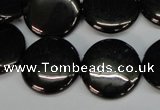 CJB78 15.5 inches 20mm flat round natural jet gemstone beads