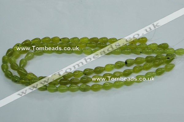 CKA106 15.5 inches 8*12mm teardrop Korean jade gemstone beads