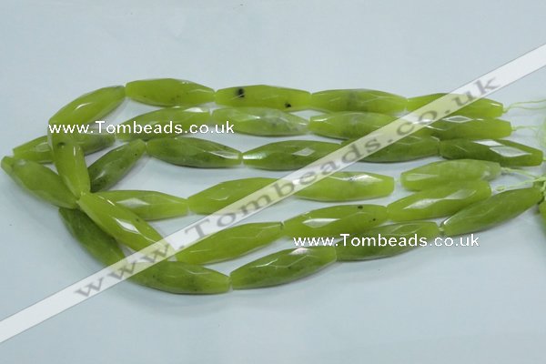 CKA111 15.5 inches 11*40mm faceted rice Korean jade gemstone beads