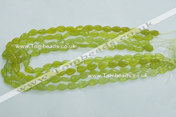 CKA112 15.5 inches 8*12mm flat teardrop Korean jade gemstone beads