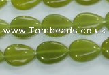 CKA113 15.5 inches 12*16mm flat teardrop Korean jade gemstone beads