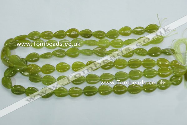 CKA113 15.5 inches 12*16mm flat teardrop Korean jade gemstone beads