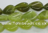 CKA114 15.5 inches 13*18mm twisted flat teardrop Korean jade beads