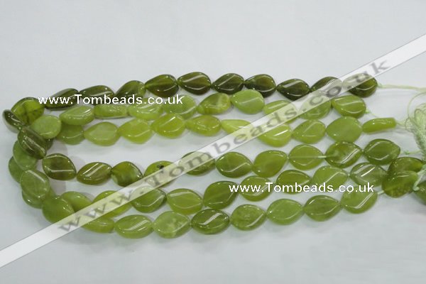 CKA114 15.5 inches 13*18mm twisted flat teardrop Korean jade beads