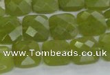 CKA116 15.5 inches 14*14mm faceted square Korean jade beads