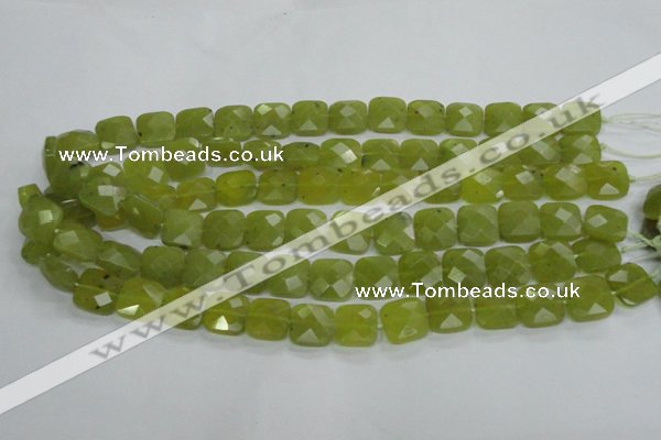 CKA116 15.5 inches 14*14mm faceted square Korean jade beads