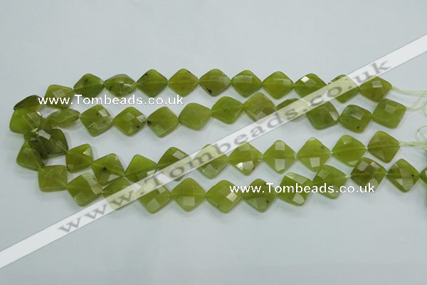 CKA117 15.5 inches 14*14mm faceted diamond Korean jade beads