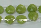 CKA119 Top-drilled 13*13mm faceted flat teardrop Korean jade beads