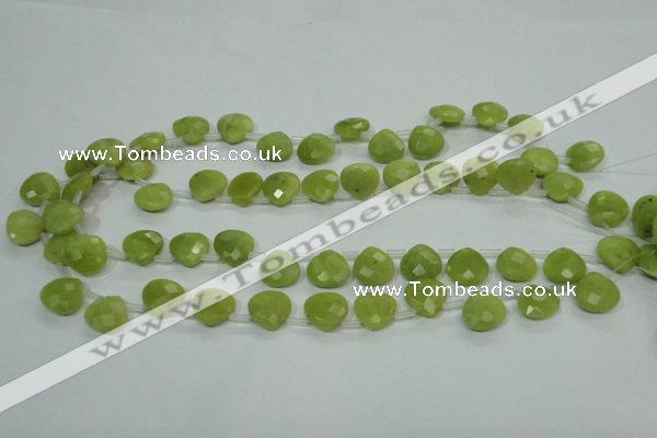 CKA119 Top-drilled 13*13mm faceted flat teardrop Korean jade beads