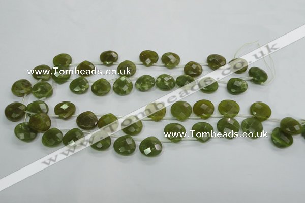 CKA120 Top-drilled 16*16mm faceted flat teardrop Korean jade beads