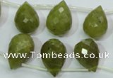 CKA121 Top-drilled 12*17mm faceted teardrop Korean jade beads