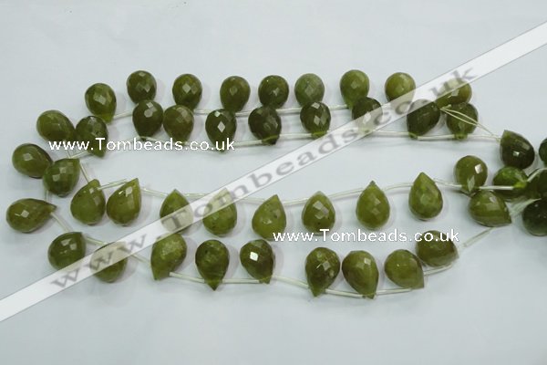 CKA121 Top-drilled 12*17mm faceted teardrop Korean jade beads