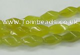 CKA21 15.5 inches 6*12mm twisted rice Korean jade gemstone beads