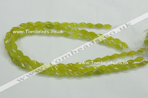 CKA21 15.5 inches 6*12mm twisted rice Korean jade gemstone beads