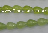 CKA211 15.5 inches 8*12mm teardrop Korean jade gemstone beads