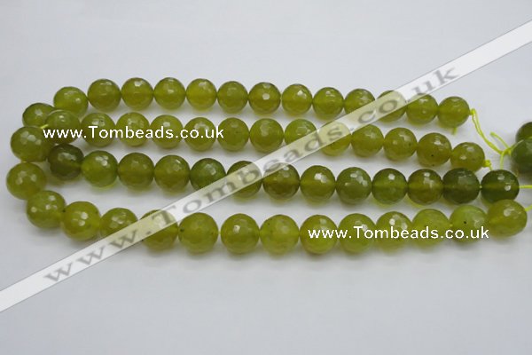 CKA220 15.5 inches 14mm faceted round Korean jade gemstone beads